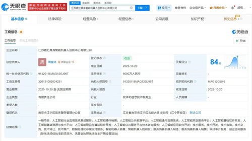 埃斯頓等企業聯手成立鼎匯具身智能機器人創新中心，注冊資本達6000萬，聚焦軟件開發